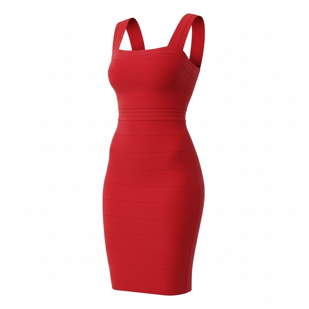 Herve Leger Vibrant Red Midi Dress